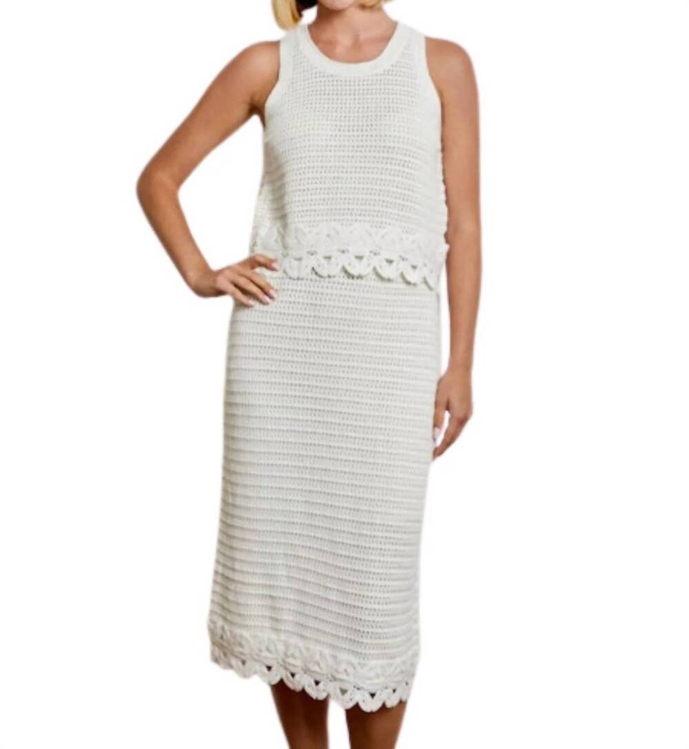 NEW DESIGN HISTORY evelyn sweater tank and skirt set in white